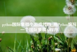 python国际象棋小游戏代码_用Python编写一个国际象棋AI程序
