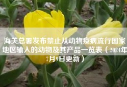 海关总署发布禁止从动物疫病流行国家地区输入的动物及其产品一览表（2024年7月9日更新）