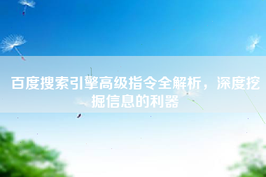 百度搜索引擎高级指令全解析，深度挖掘信息的利器