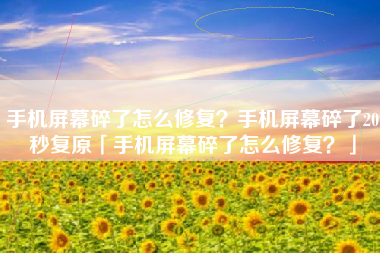 手机屏幕碎了怎么修复？手机屏幕碎了20秒复原「手机屏幕碎了怎么修复？」